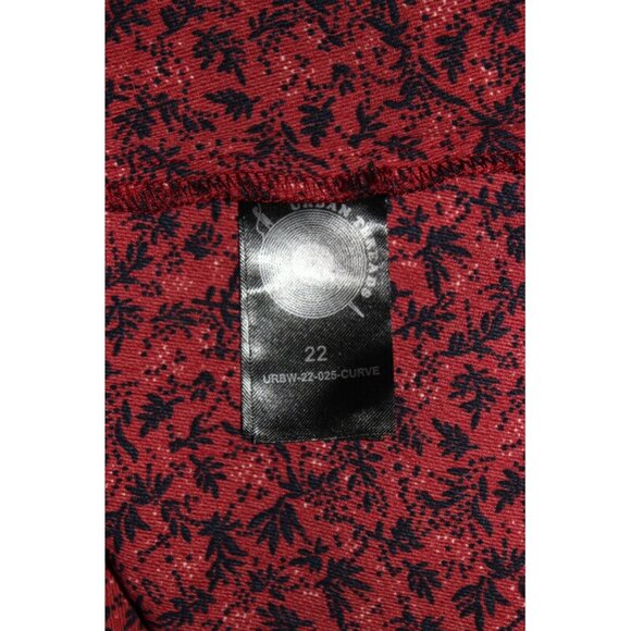 ASOS Urban Threads, Ditsy Floral V-Neck Long-Sleeve Swing Dress, Burgundy (18W) - Picture 10 of 15